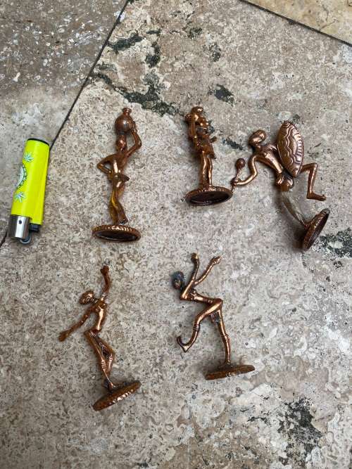 vintage african small copper  Ndebele figure figures statue lot of 5