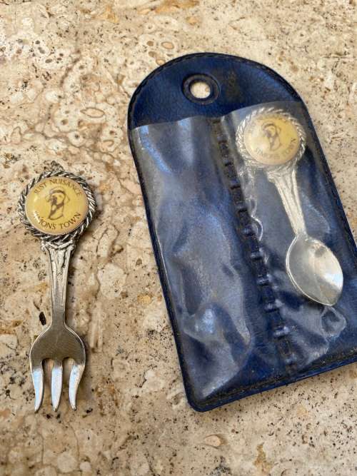 able seaman Just Nuisance dog souvenir spoon and fork set in vinyl sleeve