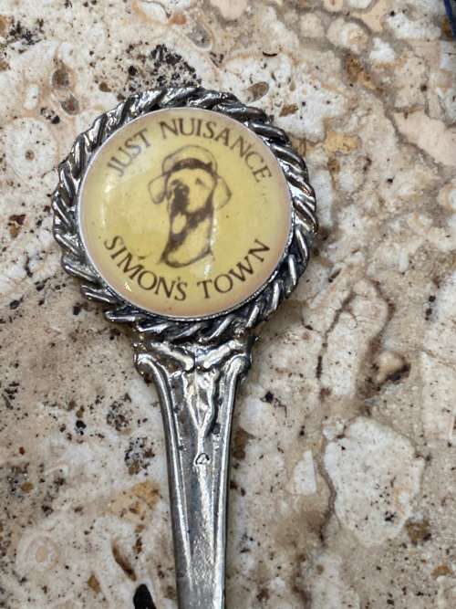 able seaman Just Nuisance dog souvenir spoon and fork set in vinyl sleeve