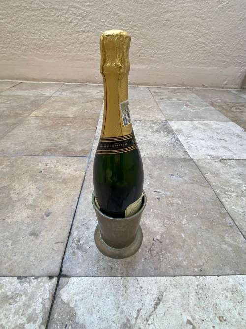 vintage hammered wine bottle holder , made in India