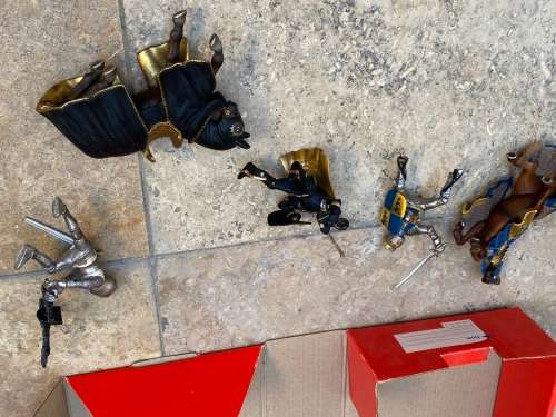 vintage schleich medieval knights and horse pair with one foot soldier figure figures lot 2003