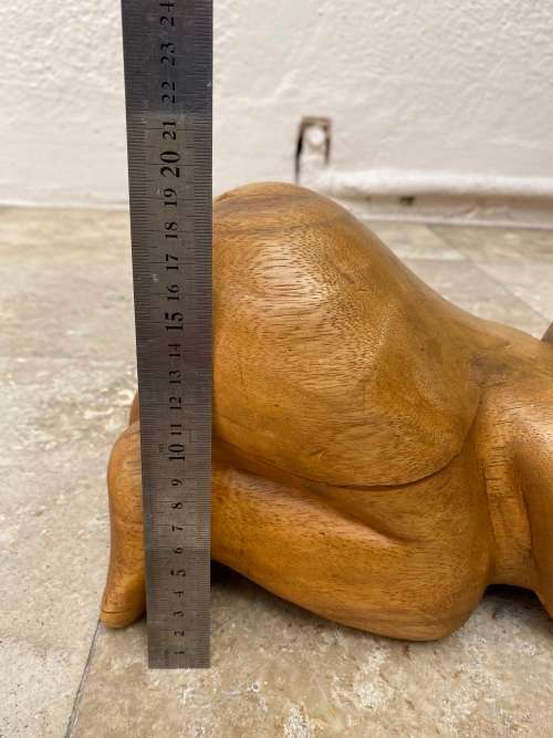 vintage asian sleeping baby buddha girl hand carved large wood sculpture figure