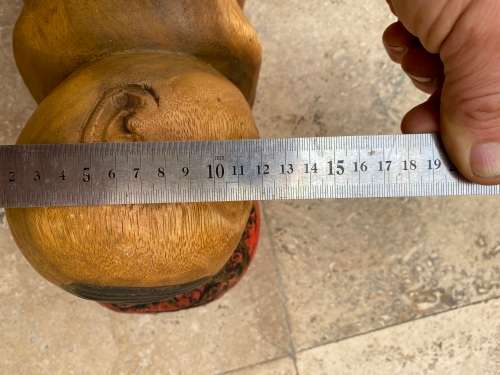vintage asian sleeping buddha boy hand carved large wood sculpture figure