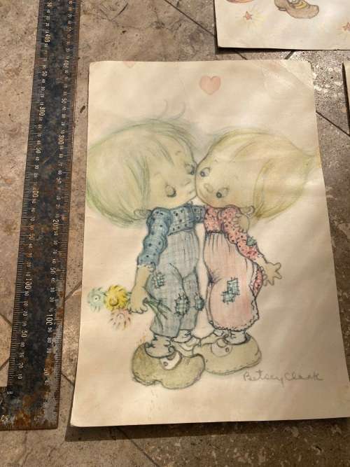 vintage Betsey Clark lot of 3 autographed signed  prints