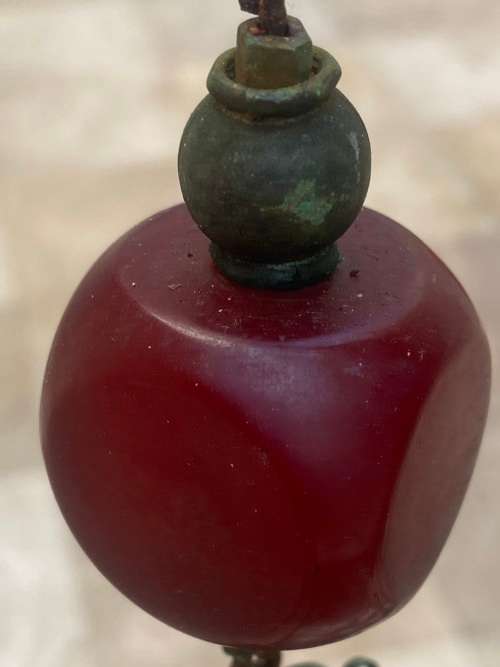 vintage amber Bakelite cube necklace pendant bead Ethiopian / Moroccan tribal ethnic charm