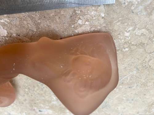 vintage float bowl lady in the wind figure pink frosted depression glass