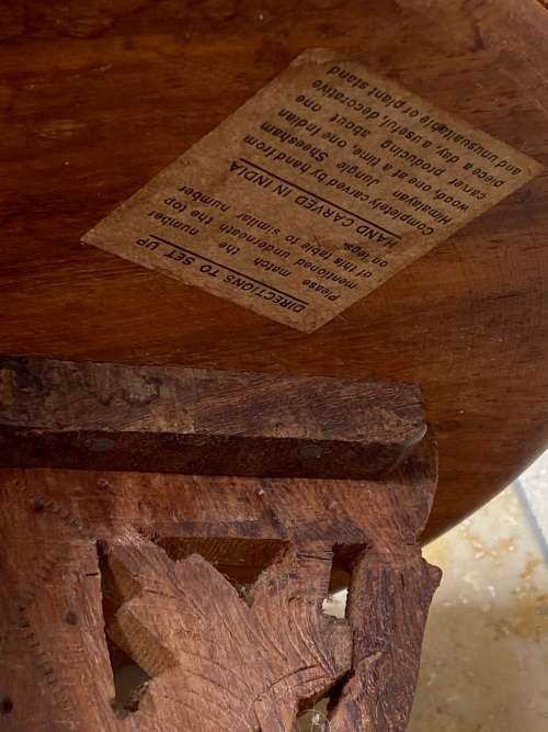 Vintage rosewood India small folding table stand sheesham inlaid detail
