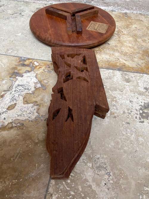 Vintage rosewood India small folding table stand sheesham inlaid detail