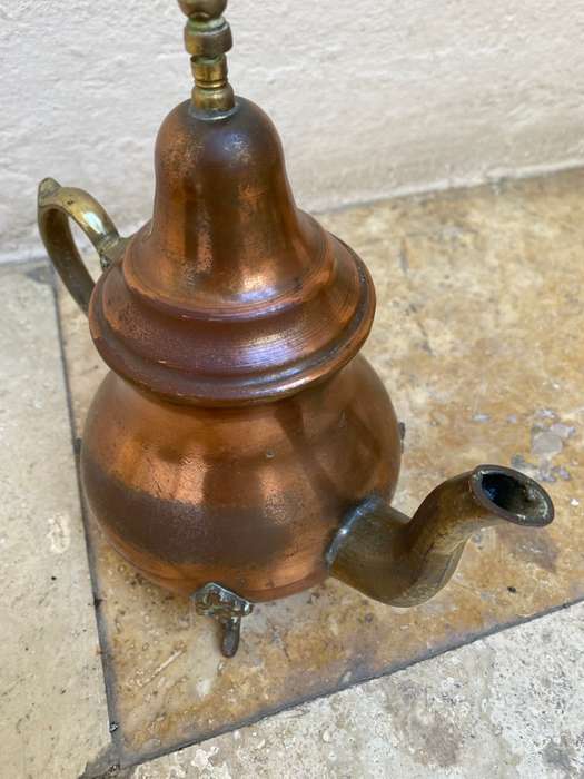 Vintage Moroccan teapot footed brass and copper