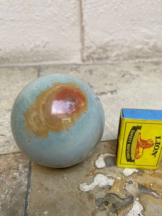 Jasper Polished precious stone sphere 8 cm diameter 24 c, circumference on carved wood base