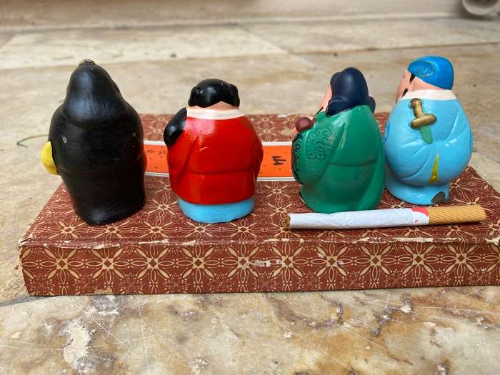 Vintage Chinese eight immortals  figures hand painted clay