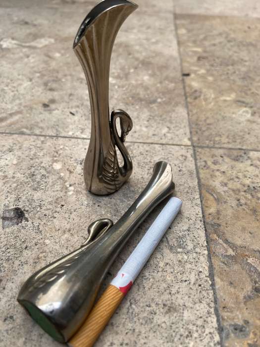 Vintage silver plated retro swan bud vase lot of 3