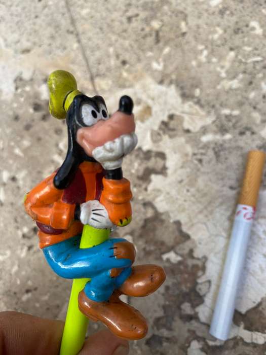 Vintage bully pink panther pen holder + goofy Disney pencil topper 80s with pencil