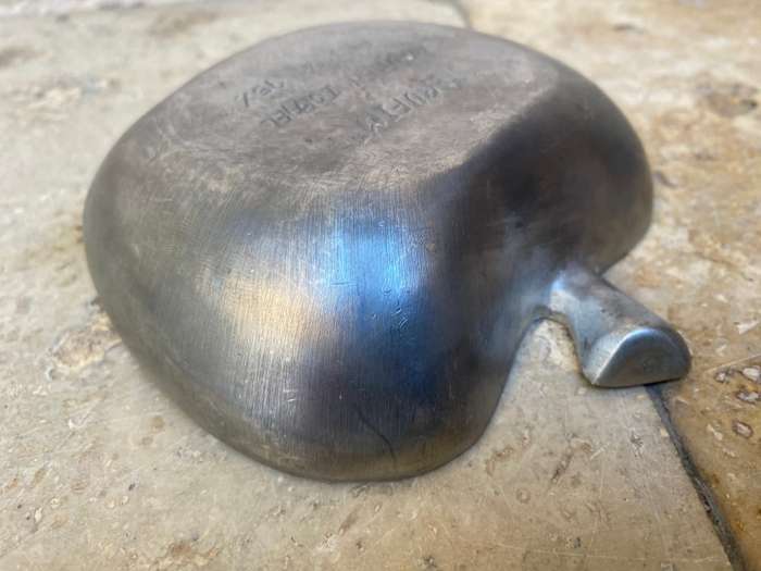 Vintage  PEWTER APPLE BOWL with spoon - TERUFIM STUDIOS - MADE IN ISRAEL