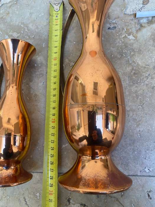Vintage copper vase pitcher pair plus one bonus