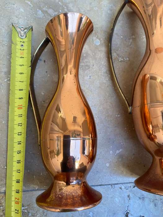 Vintage copper vase pitcher pair plus one bonus