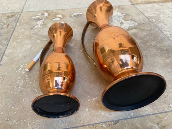 Vintage copper vase pitcher pair plus one bonus