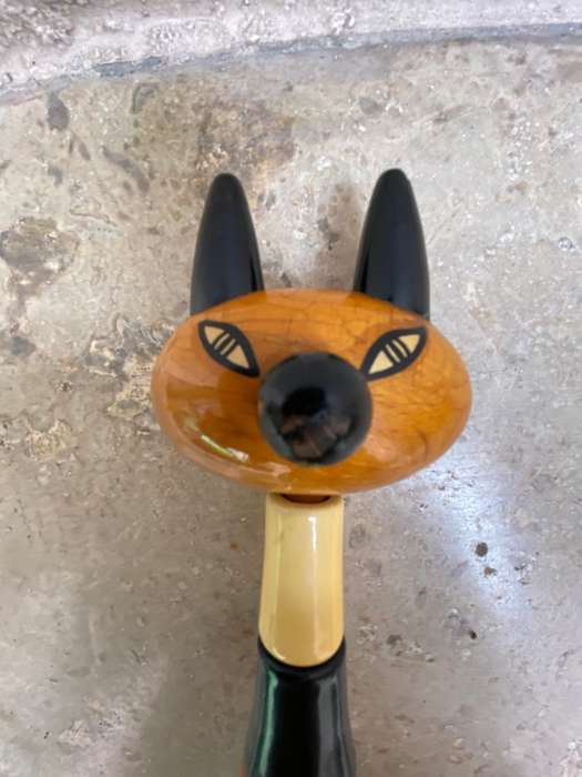 Vintage Kouvalias atomic  cat wood stack block Greece 1970