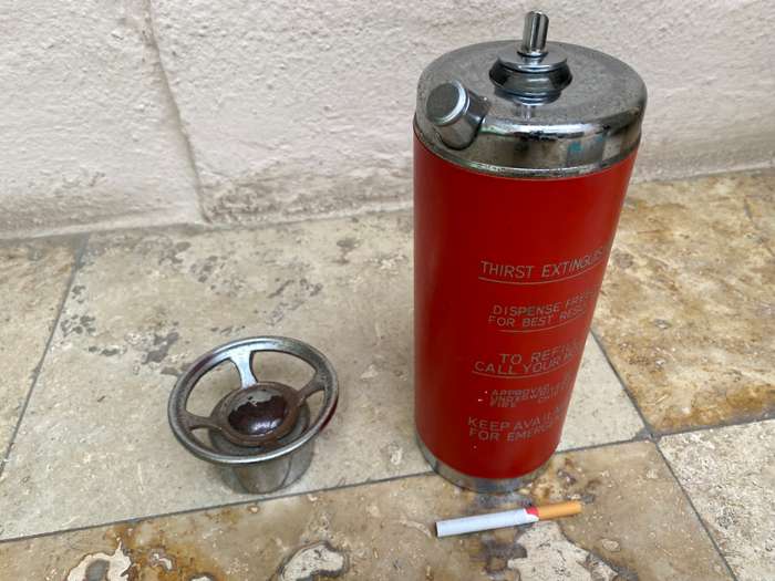 Vintage novelty thirst extinguisher dispenser  decanter musical