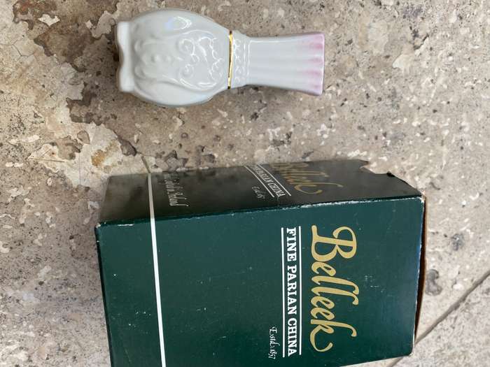 Vintage Belleek Ireland - Toy Panel Pink Vase - 0901 bud vase in box