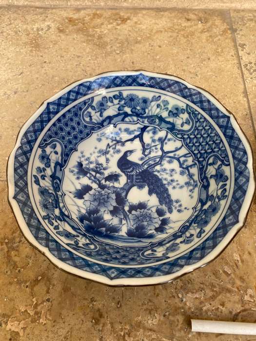 Vintage Asian bowl and plate pair Japanese and Chinese