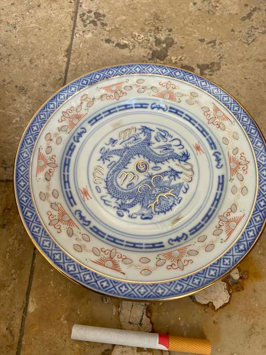 Vintage Asian bowl and plate pair Japanese and Chinese