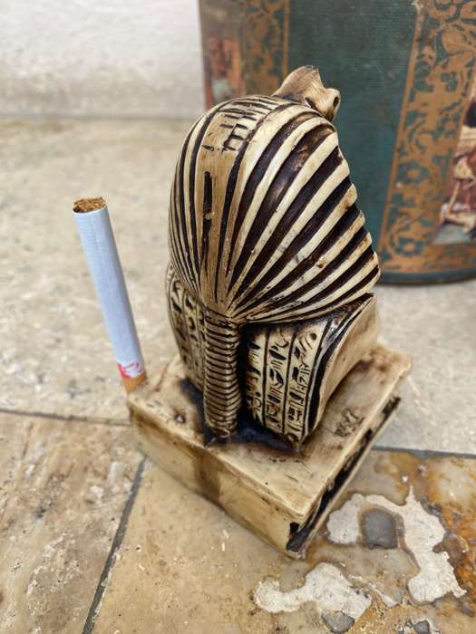 Vintage Egypt pharaoh pyramid pair stone