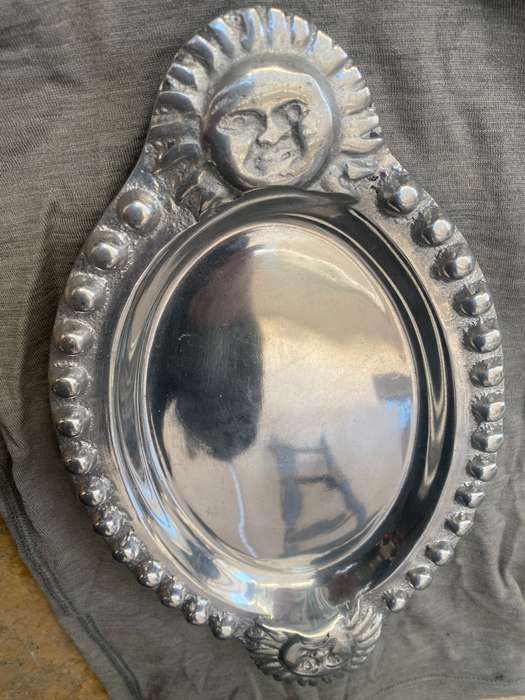 Vintage oval snack tray sun made in Mexico aluminium
