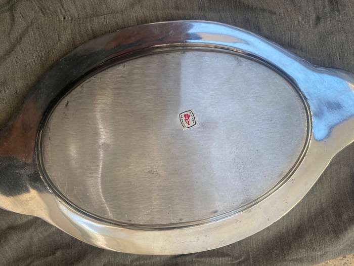 Vintage oval snack tray sun made in Mexico aluminium