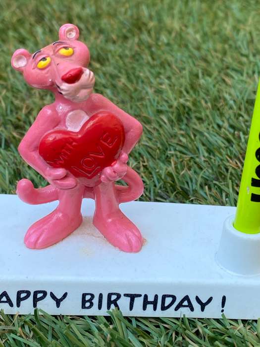 Vintage bully pink panther pen holder + goofy Disney pencil topper 80s with pencil
