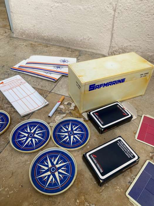 Vintage safmarine container bridge set with coasters British airways cards