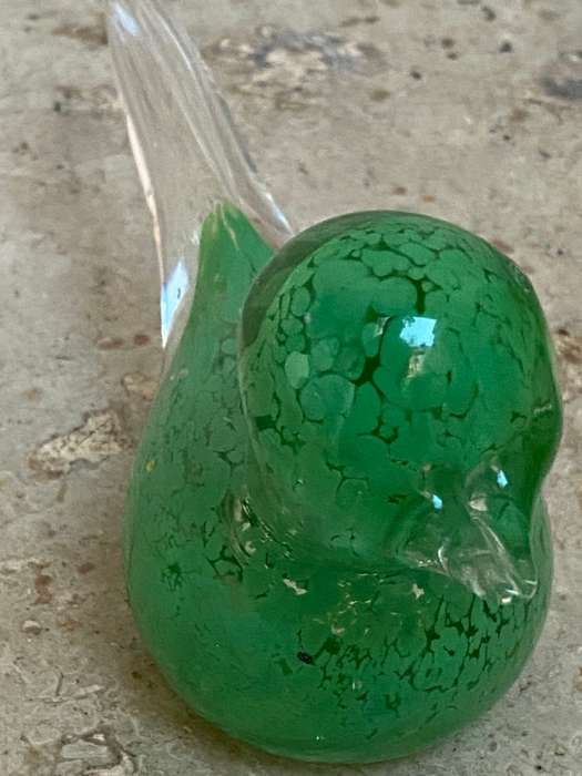 Murano glass bird green medium size paperweight