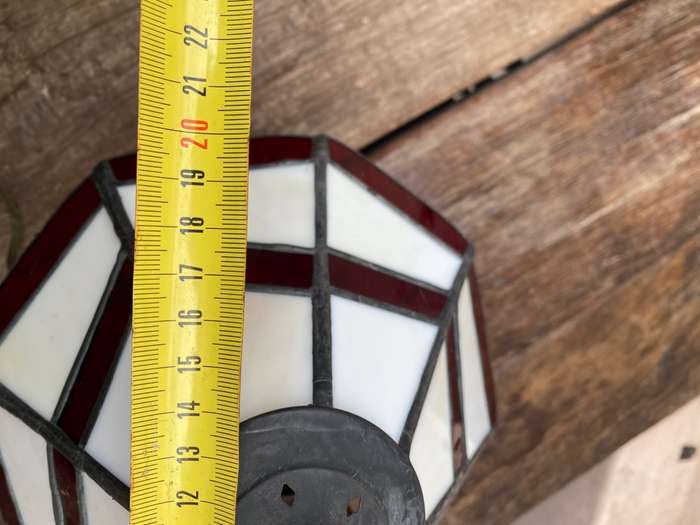 Vintage small Tiffany lamp style stained glass brass enamelled base