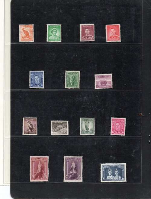 Australia, GVIR, 1937 - 1940, 1/2d to £ 1, MH * / MNH **