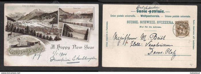 Switzerland multi-view, Gruss aus Davos, Happy New Year, 2c, DAVOSPLATZ 31 XII 99 c.d.s > local