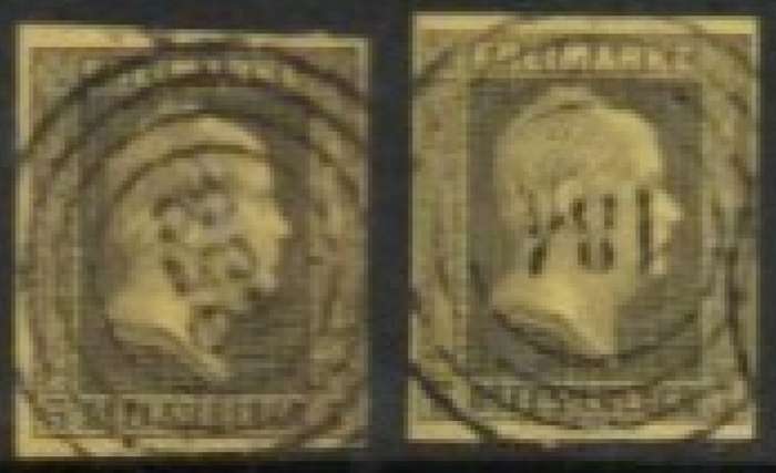 Prussia, 1850, 3 SGR, black on yellow, 2 shades, used
