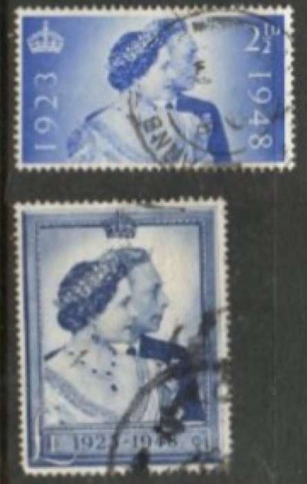 Great Britain, GVIR, 1948 Royal Silver Wedding 2 1/2d, £1, used