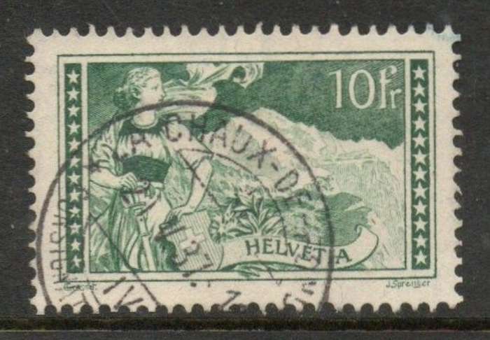 Switzerland, 1930, 10Fr green, landscape, used