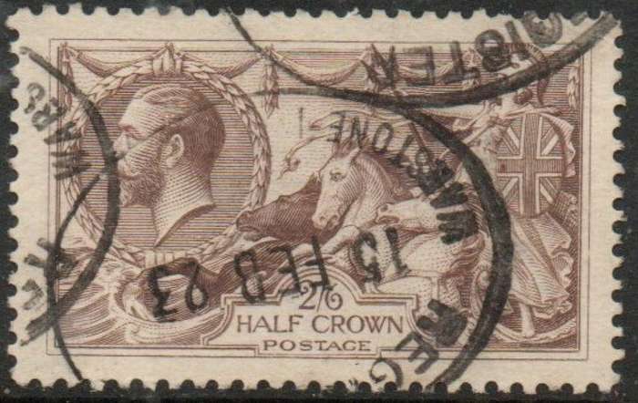 Great Britain, GVR, 1918, 2`6d, pale brown, used, REGISTERED WARSTONE 15 FEB 23 oval d.s.