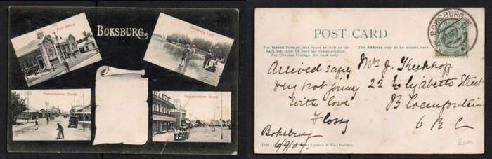 South Africa, Boksburg Multiview, used 1/2d BOKSBURG 6 SP 076 c.d.s. >Bloemfontein, Sallo Epstein (