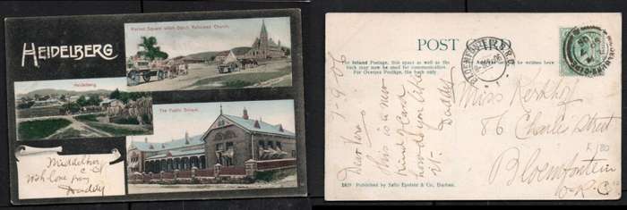 South Africa, Heidelberg Multiview, used 1/2d MIDDELBURG CAPE SP 7 06 c.d.s. > BLOEMFONTEIN, Sallo
