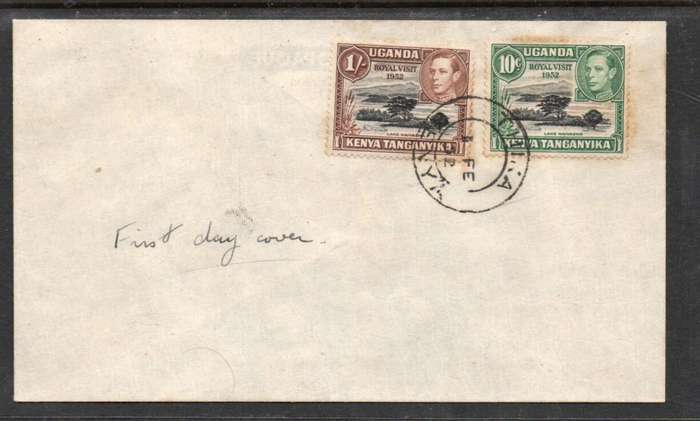 Kenya Uganda Tanganyika GVIR, Royal Visit, plain, unaddressed FDC THIKA KENYA 1 FE 52 c.d.s.