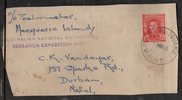Australia, GVIR 1d, MAQUERIE IS - V AUST 7 MR 48 / AUSTRALIAN NATIONAL ANTARCTIC RESEARCH EX[EDITIO