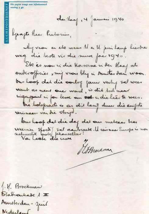 Netherlands, Registered airmail,72 1/2c , sGRAVENHAGE 6-1-1940 >STEYNSBURG S.Africa JOHANNESBURG, CA