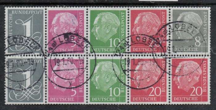 Germany, FRG, 1958 -60, Blat 8, used, LUBEK 19 I 60, c.d.s.