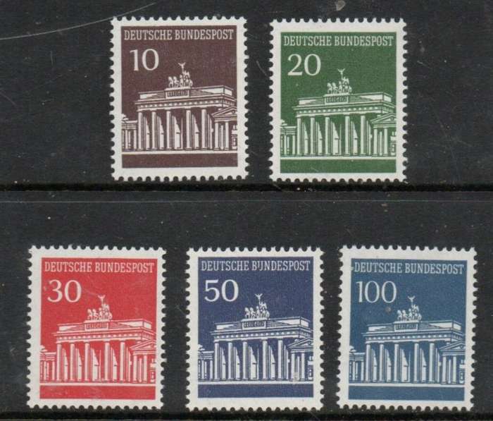 Germany, FRG, 1966, Brandenburg Gate , 10pf - 100pf, MNH **