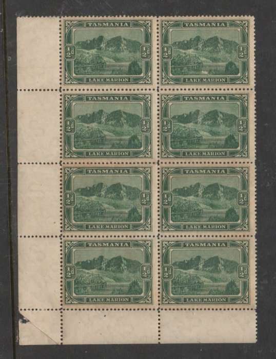 Australia, Tasmania, 1900, 1/2d deep green, SW corner block of 8, MNH **