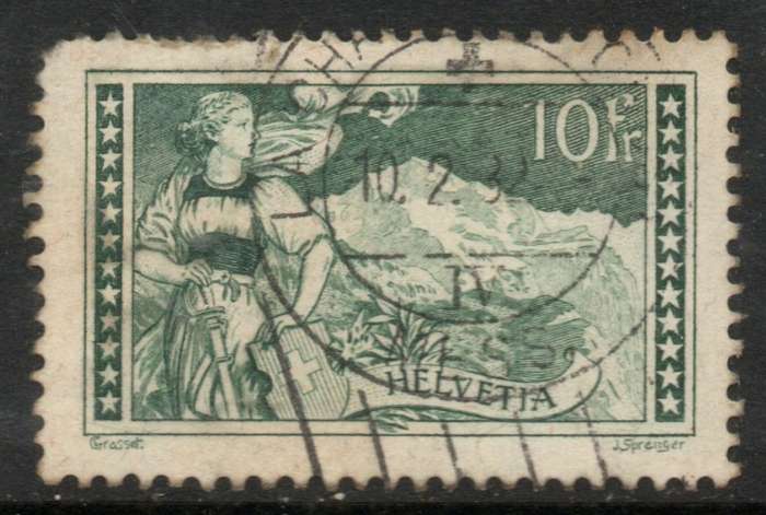 Switzerland, 1930, 10Fr deep grey-green, used