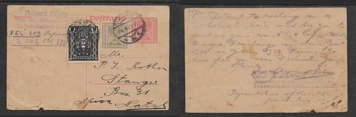 Austria, 300k postal card uprated by 1000k adhesive WIEN ..... > South Africa