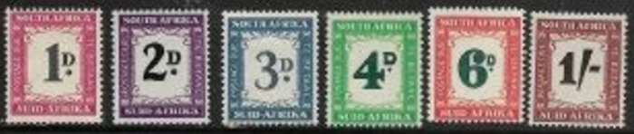 South Africa, Postage Due, 1950 - 1958, 1d - 1/-, MH *